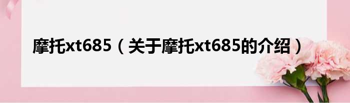 摩托xt685（关于摩托xt685的介绍）