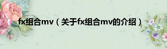 fx组合mv（关于fx组合mv的介绍）