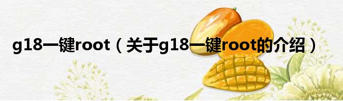 g18一键root（关于g18一键root的介绍）