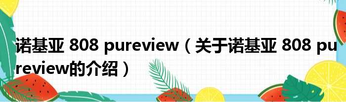 诺基亚 808 pureview（关于诺基亚 808 pureview的介绍）