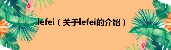 lefei（关于lefei的介绍）