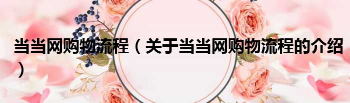当当网购物流程（关于当当网购物流程的介绍）