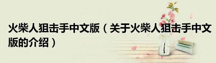 火柴人狙击手中文版（关于火柴人狙击手中文版的介绍）