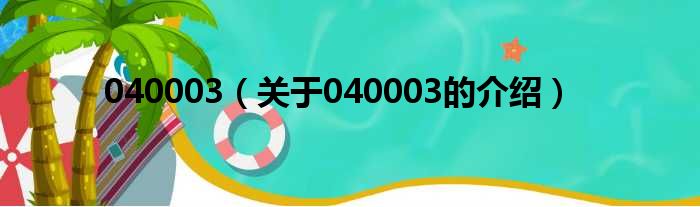 040003（关于040003的介绍）