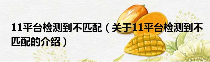 11平台检测到不匹配（关于11平台检测到不匹配的介绍）