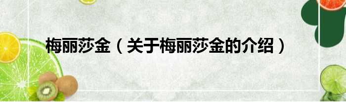 梅丽莎金（关于梅丽莎金的介绍）