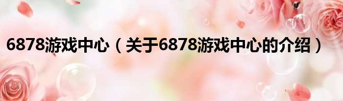 6878游戏中心（关于6878游戏中心的介绍）