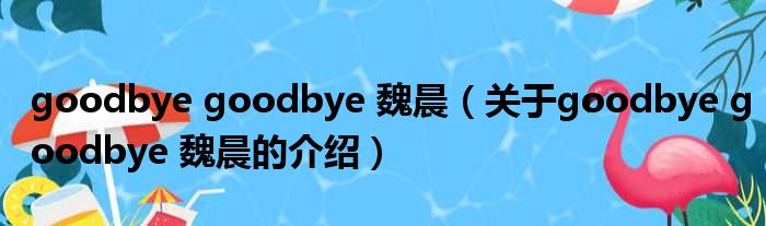 goodbye goodbye 魏晨（关于goodbye goodbye 魏晨的介绍）