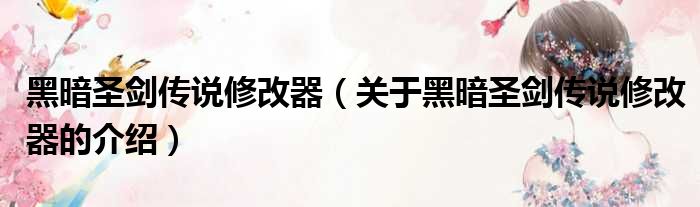 黑暗圣剑传说修改器（关于黑暗圣剑传说修改器的介绍）