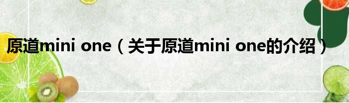 原道mini one（关于原道mini one的介绍）