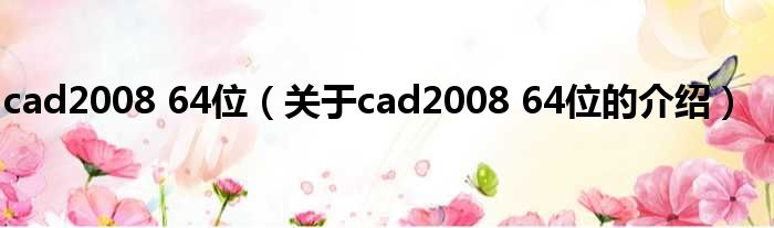 cad2008 64位（关于cad2008 64位的介绍）