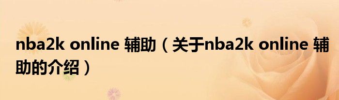 nba2k online 辅助（关于nba2k online 辅助的介绍）