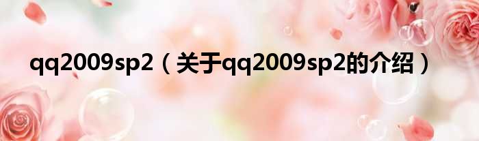 qq2009sp2（关于qq2009sp2的介绍）