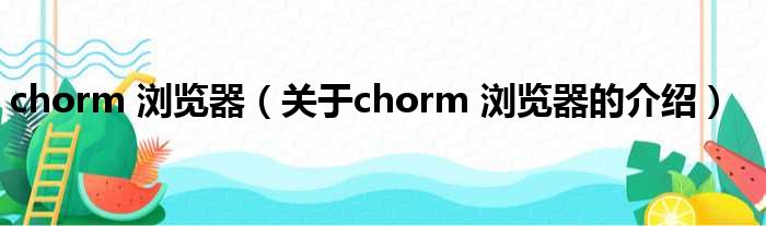 chorm 浏览器（关于chorm 浏览器的介绍）