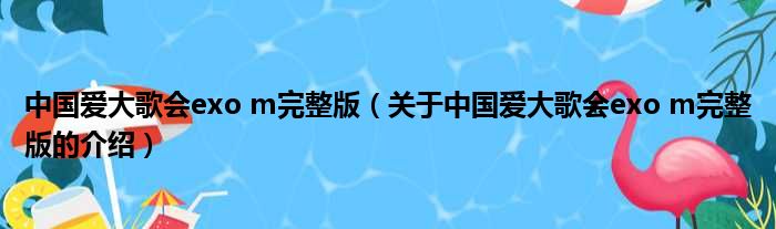 中国爱大歌会exo m完整版（关于中国爱大歌会exo m完整版的介绍）