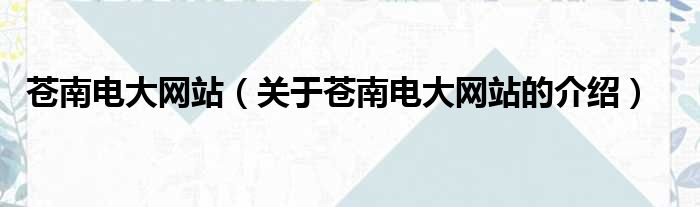苍南电大网站（关于苍南电大网站的介绍）