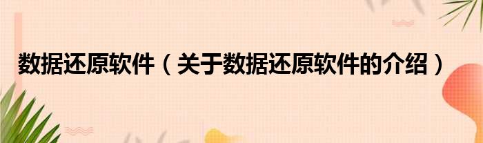 数据还原软件（关于数据还原软件的介绍）