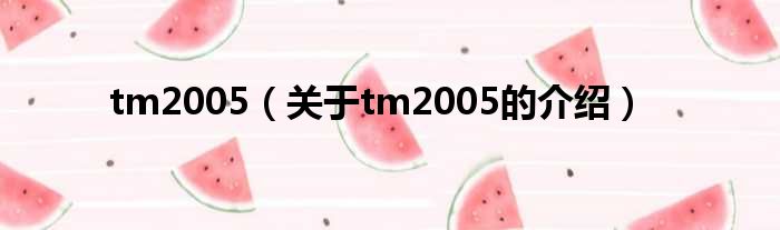 tm2005（关于tm2005的介绍）