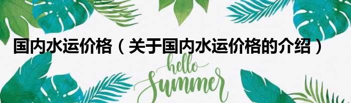 国内水运价格（关于国内水运价格的介绍）
