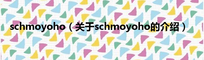 schmoyoho（关于schmoyoho的介绍）