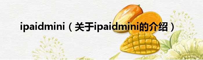 ipaidmini（关于ipaidmini的介绍）