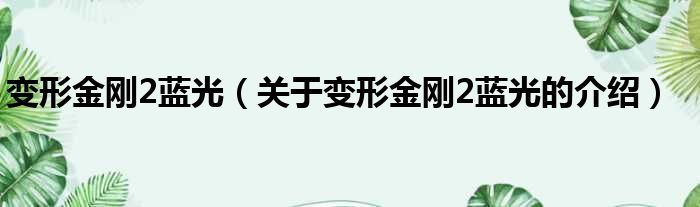 变形金刚2蓝光（关于变形金刚2蓝光的介绍）