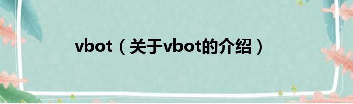 vbot（关于vbot的介绍）