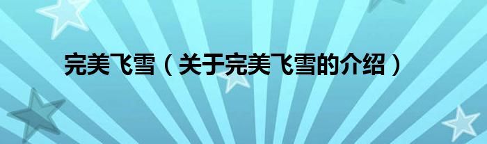 完美飞雪（关于完美飞雪的介绍）