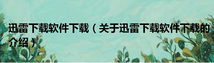 迅雷下载软件下载（关于迅雷下载软件下载的介绍）