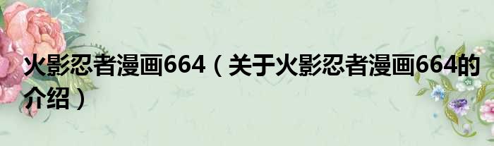 火影忍者漫画664（关于火影忍者漫画664的介绍）