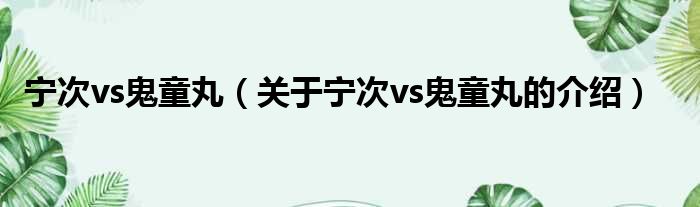 宁次vs鬼童丸（关于宁次vs鬼童丸的介绍）