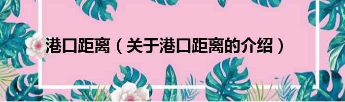 港口距离（关于港口距离的介绍）