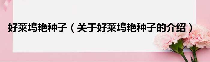 好莱坞艳种子（关于好莱坞艳种子的介绍）