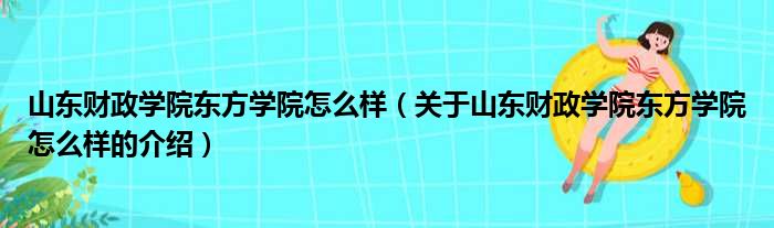 山东财政学院东方学院怎么样（关于山东财政学院东方学院怎么样的介绍）