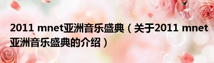 2011 mnet亚洲音乐盛典（关于2011 mnet亚洲音乐盛典的介绍）