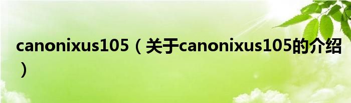 canonixus105（关于canonixus105的介绍）
