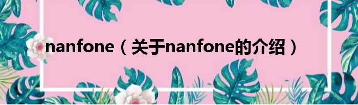 nanfone（关于nanfone的介绍）