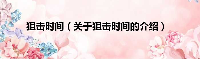狙击时间（关于狙击时间的介绍）