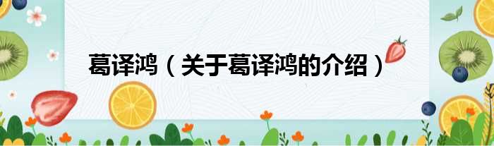 葛译鸿（关于葛译鸿的介绍）