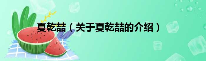 夏乾喆（关于夏乾喆的介绍）