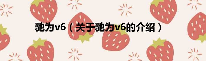 驰为v6（关于驰为v6的介绍）