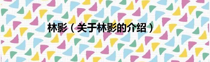 林影（关于林影的介绍）