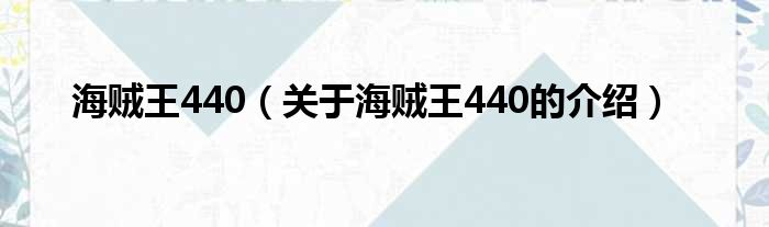 海贼王440（关于海贼王440的介绍）