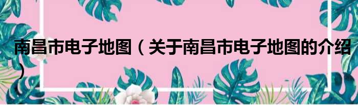南昌市电子地图（关于南昌市电子地图的介绍）