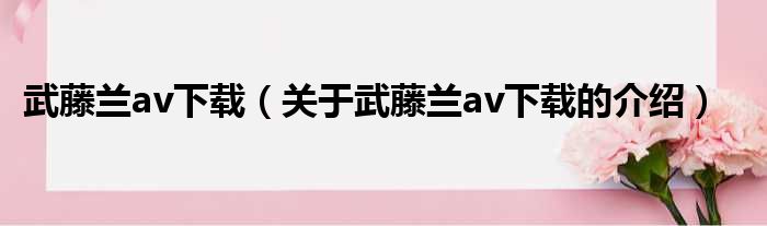 武藤兰av下载（关于武藤兰av下载的介绍）