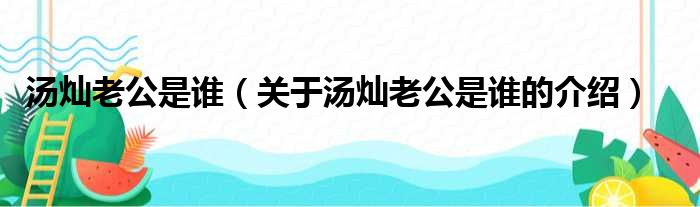 汤灿老公是谁（关于汤灿老公是谁的介绍）