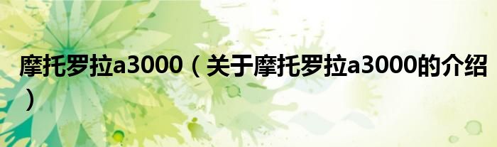 摩托罗拉a3000（关于摩托罗拉a3000的介绍）