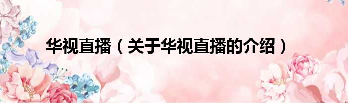 华视直播（关于华视直播的介绍）