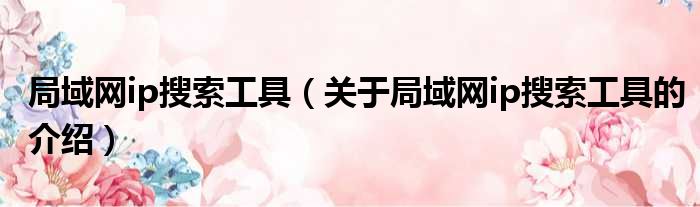 局域网ip搜索工具（关于局域网ip搜索工具的介绍）