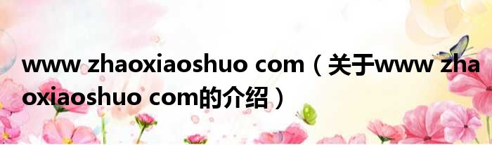 www zhaoxiaoshuo com（关于www zhaoxiaoshuo com的介绍）